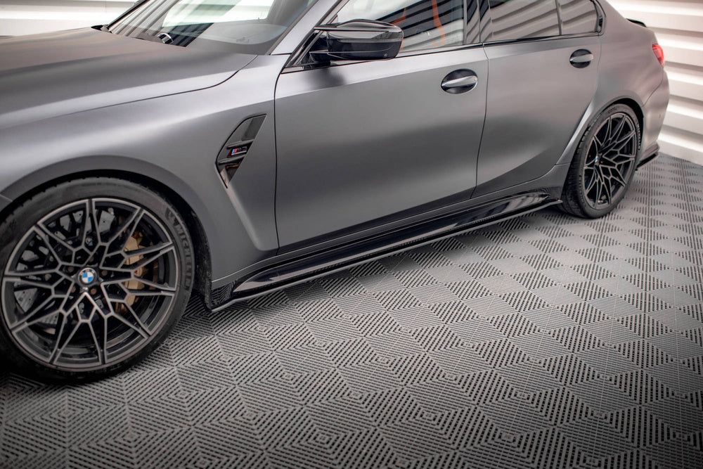 Side Skirts / Sidokjolar Street Pro BMW M3 G80, G81 (Blank Svarta) - Kafi Racing