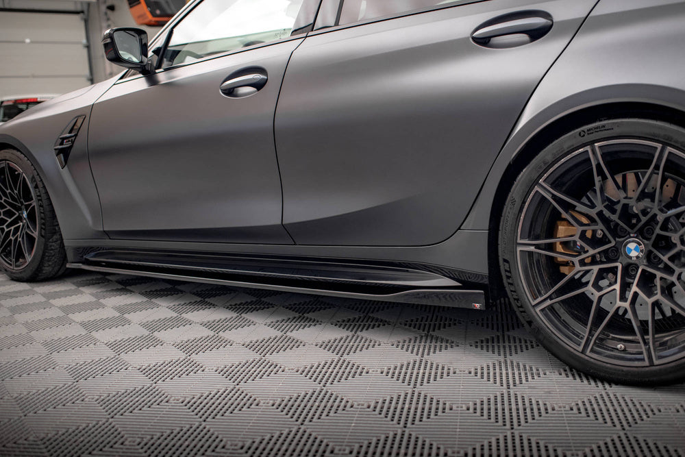 Side Skirts / Sidokjolar V.2 BMW M3 G80, G81 (Blank Svarta) - Kafi Racing