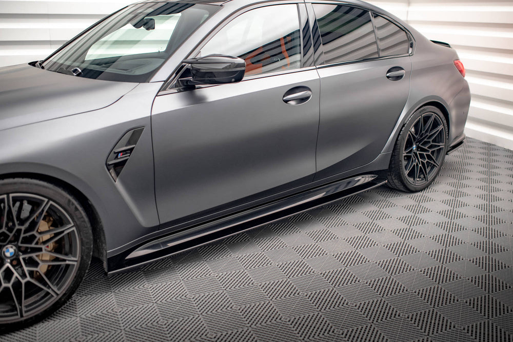 Side Skirts / Sidokjolar V.1 BMW M3 G80, G81 (Blank Svarta) - Kafi Racing