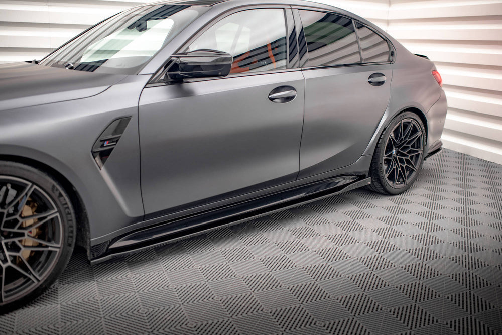 Side Skirts / Sidokjolar V.2 BMW M3 G80, G81 (Blank Svarta) - Kafi Racing