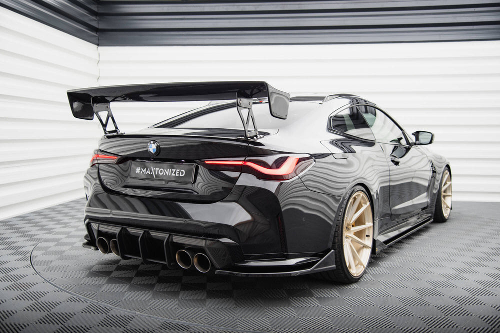 Bakre Sido Splitters / Sidoextensions V.4 BMW M4 G82 (Blank Svarta)