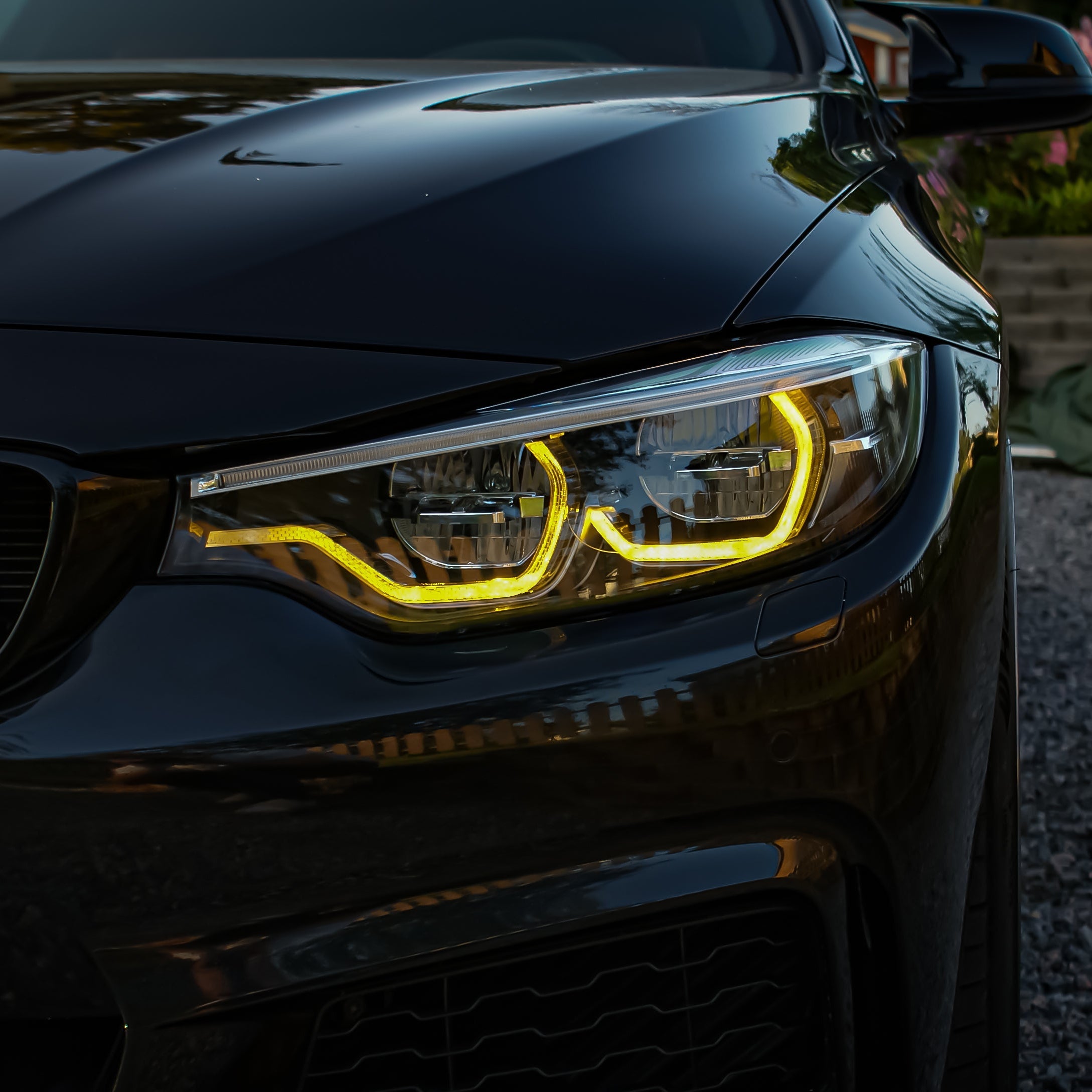 BMW Ikon LED Style Strålkastare - Vit & Gul DRL Switchable F30, F31 - Kafi Racing