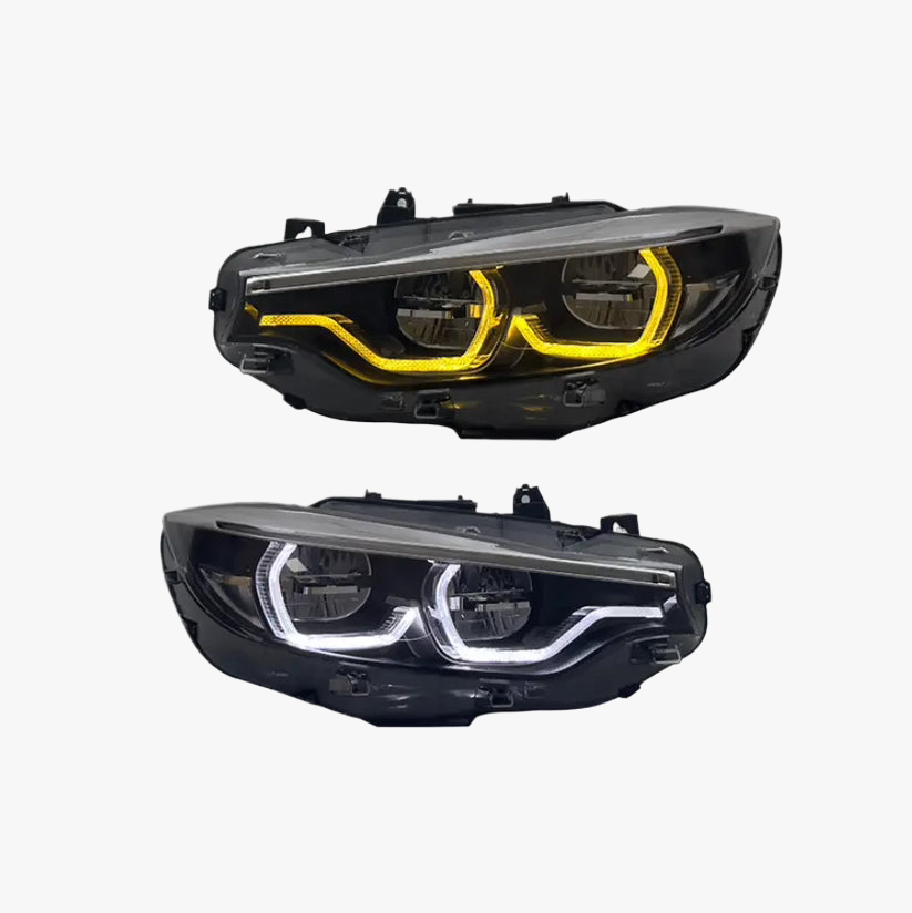 BMW Ikon LED Style Strålkastare - Vit & Gul DRL Switchable (4 SERIE,M3,M4) - Kafi Racing