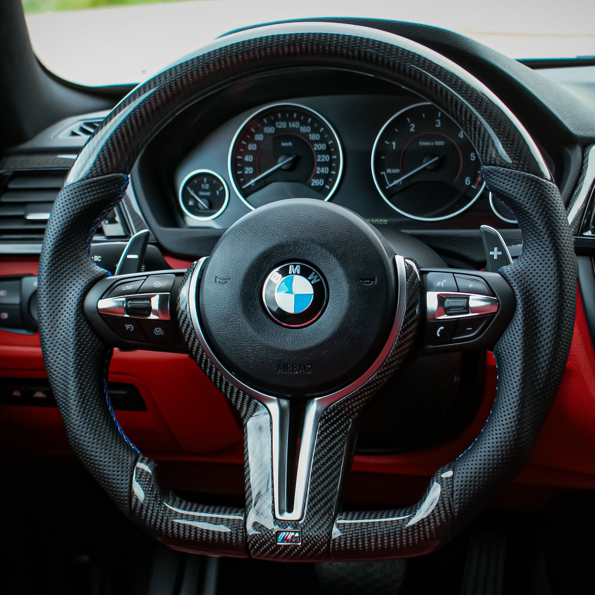 BMW F-Series Carbon/Leather Steering Wheel, M sport stitching
