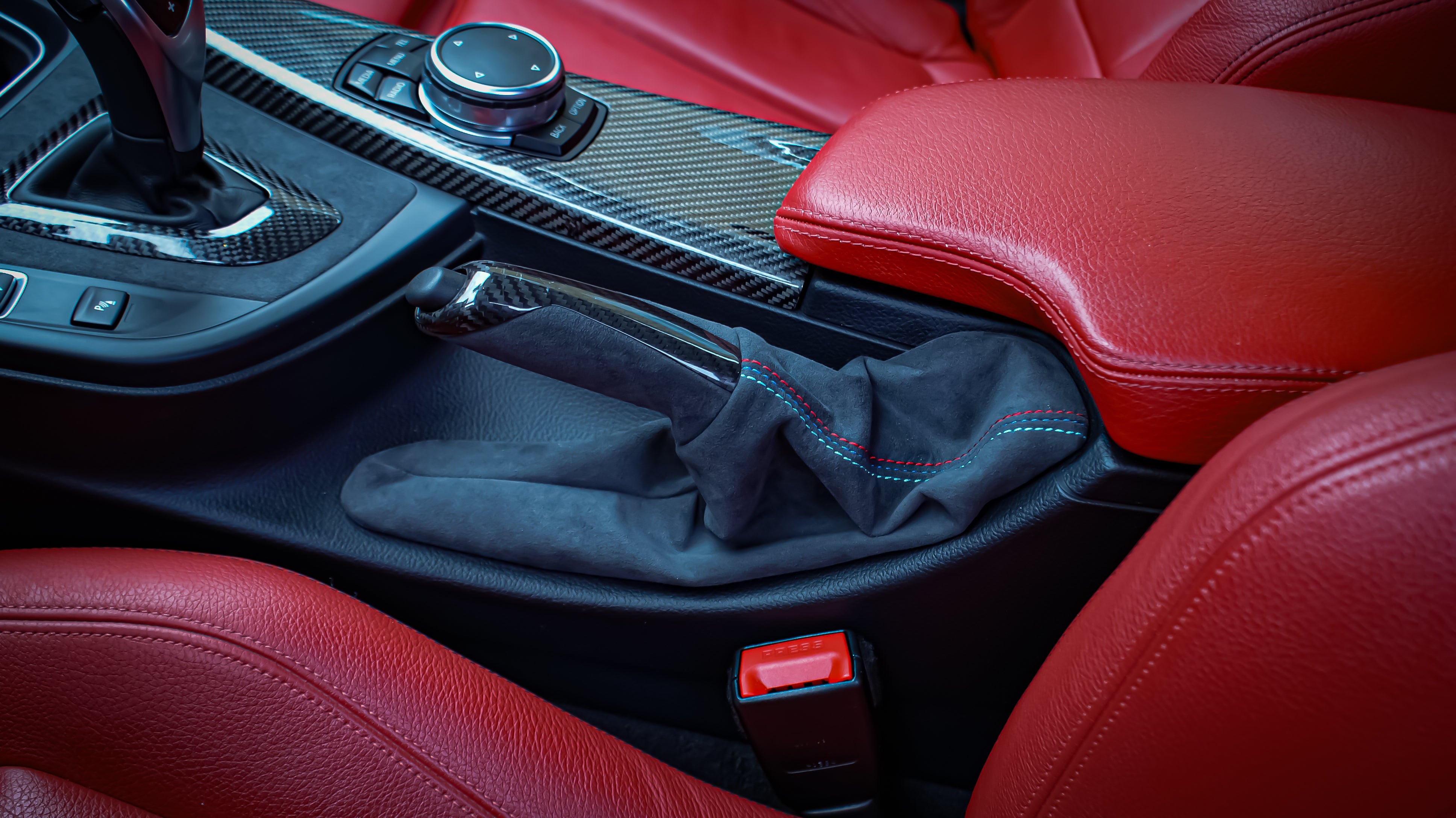 BMW Carbon Fiber/Alcantara Handbrake M-Stitching (F-Series M2,M3,M4)