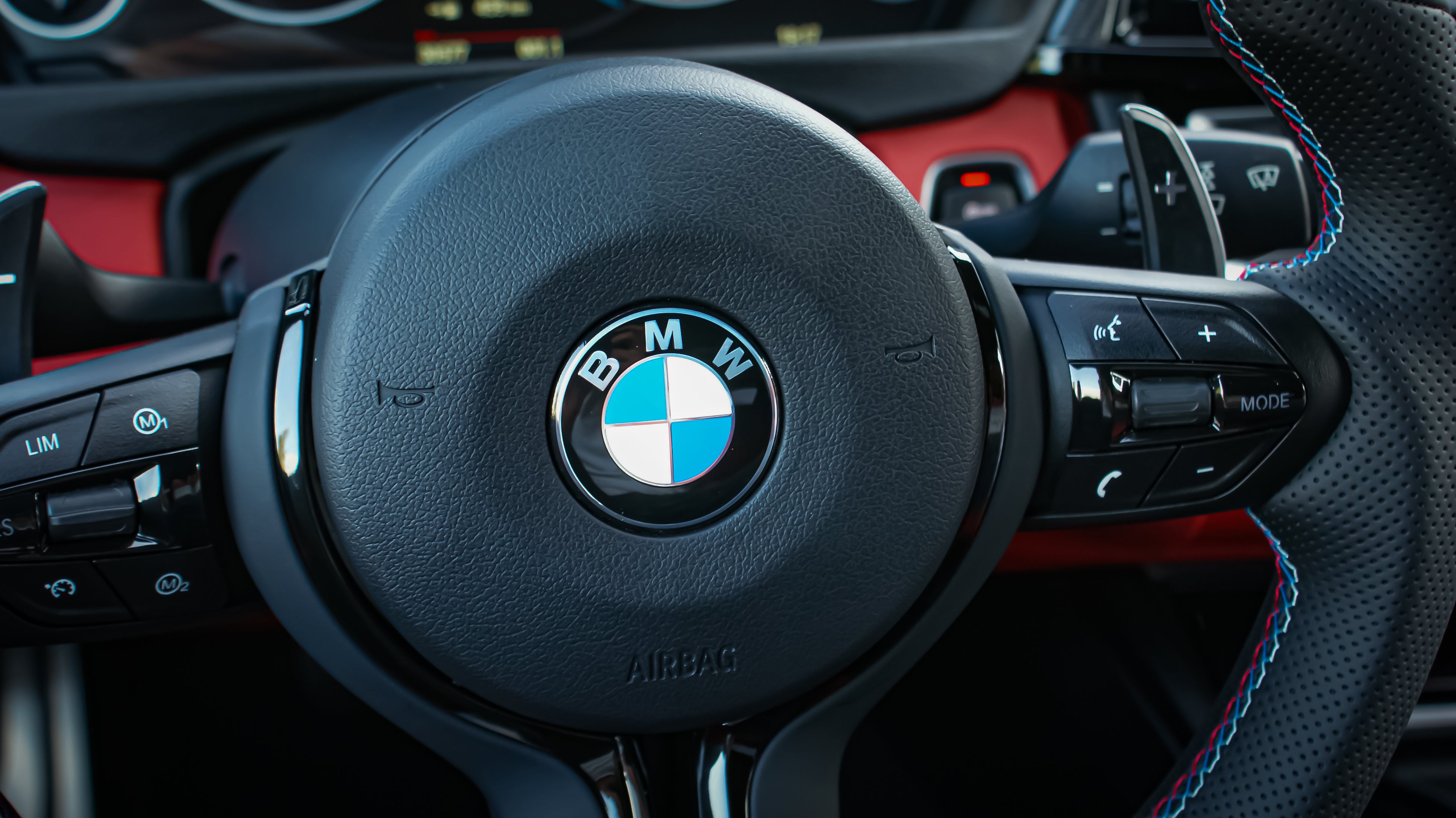 BMW F-Series Leather Steering Wheel Black Details