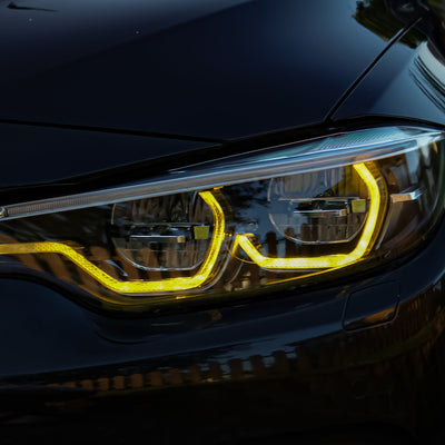 BMW Ikon LED Style Strålkastare - Vit & Gul DRL Switchable (4 SERIE,M3,M4) - Kafi Racing