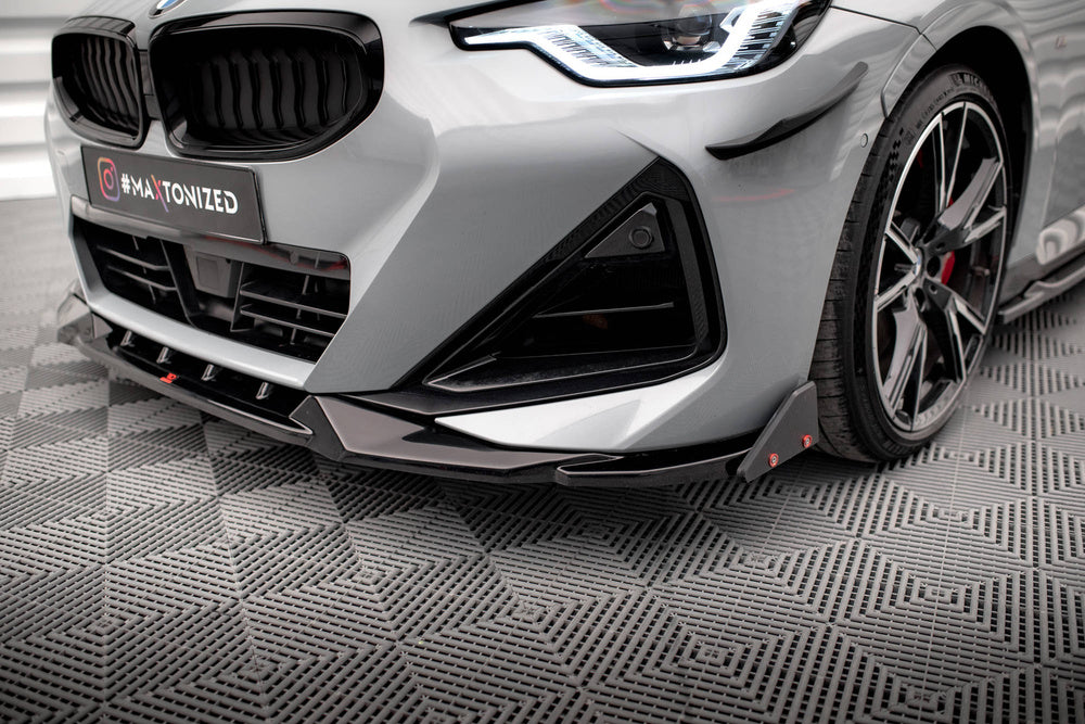 Front Splitter / Lip V.2 + Flaps BMW 2-Series G42 (Gloss Black)