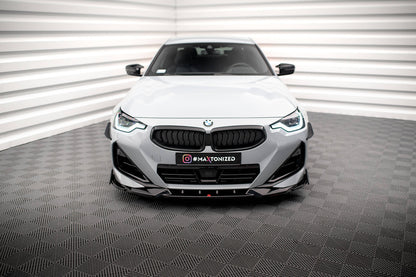 Front Splitter / Lip V.2 + Flaps BMW 2-Series G42 (Gloss Black)